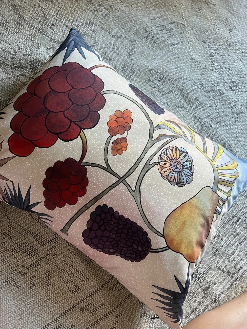 Floral Fruit Print Decorative Pillow - Cream Background